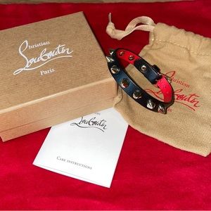 Authentic Christian Louboutin leather spike bracelet